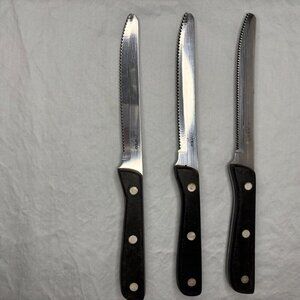 Winco K-80P #73 Kitchen and Steak Knife, Stainless Serrated Blade, POM Handle